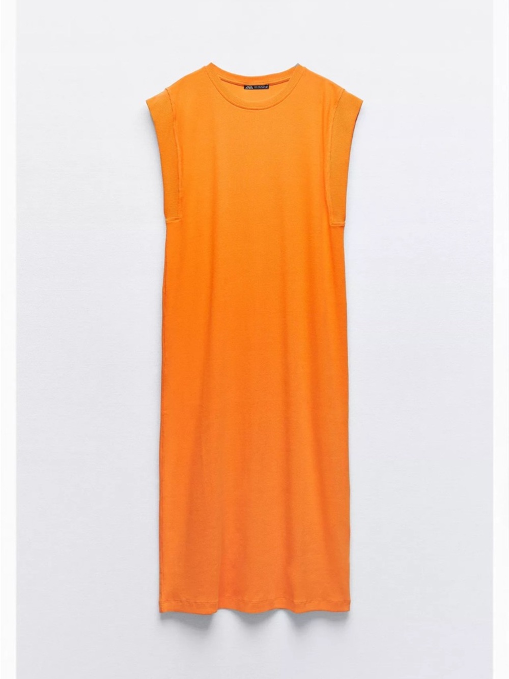 Zara Vibrant Orange Sleeveless Midi Dress